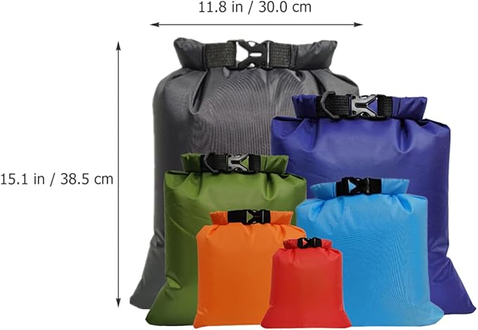 Healeved 6pcs Waterproof Dry Bags Set with Floating Kayak Storage Bag Multipurpose Outdoor Rafting and Hiking Gear Lightweight Waterproof Pouch for Backpacking and Travel