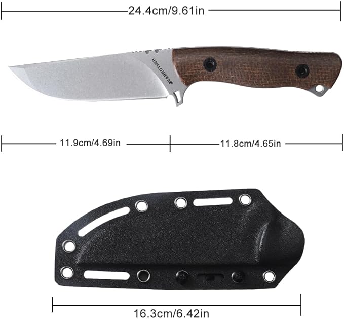 Fixed Blade Fishing Knife - Ideal Outdoor Knife 14C28N Steel - Camping - Hand Tools (A)