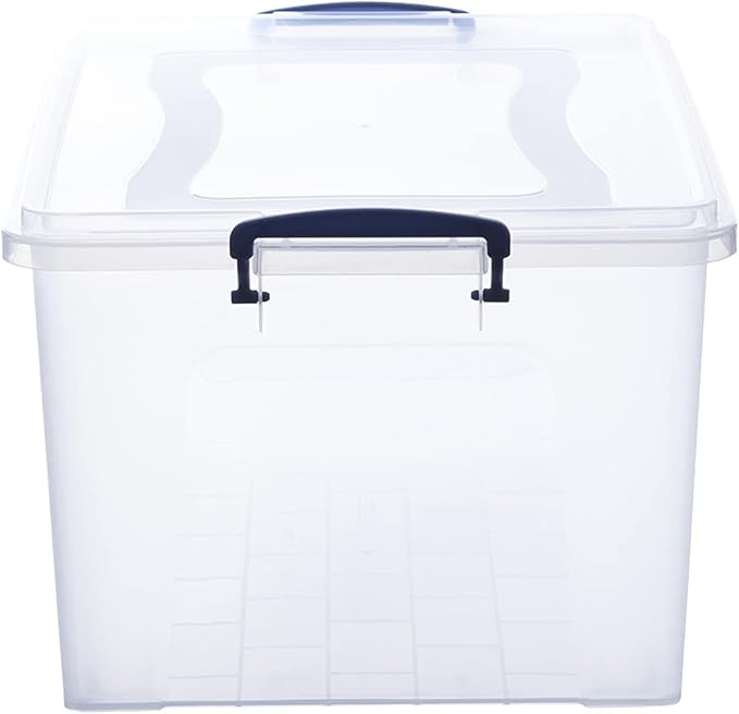 Superio Clear Storage Boxes with Lids Plastic Container Bins for Organizing Stackable Crates BPA Free Non Toxic Odor Free Organizers for Home Office School and Dorm (28.5 Quart 12 Pack)