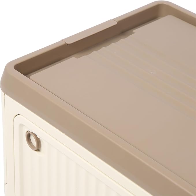 Foldable Storage Bin with Lid Wheels Stackable Rolling Utility Storage Container with Handle Clothes Books Snack Shoe Grocery Collapsible Bins with Lids (L (71x50cm/28x19.7in))