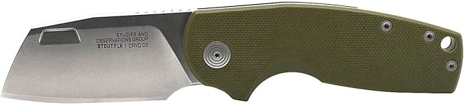 SOG Stout FLK Cleaver Daily Carry Folding Knives | G10 &amp Steel Handle | CRYO D2 Steel Blade | Short-Blade Frame Lock Folder