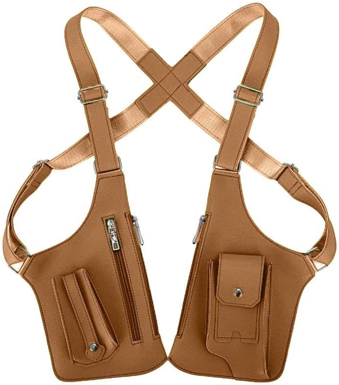 Men's underarm backpack concealed and anti-theft tactical outdoor shoulder bag multifunctional bag special agent bag ﻿ (Light Brown)