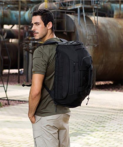UNISTRENGH 3-Ways Tactical Military Nylon Men Holdall Weekend Travel Duffel Bag Backpack Messenger Shoulder Bags Rucksack Handbag (Black)