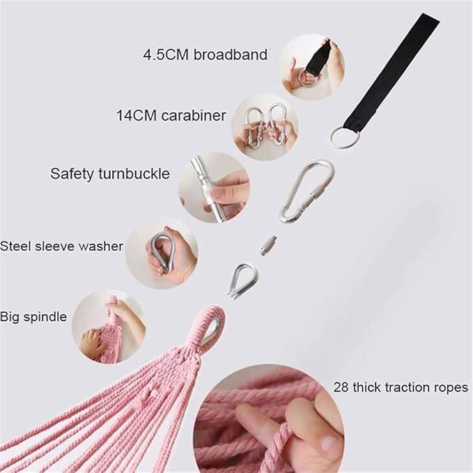 Portable Hammock Portable Outdoor Double Hammock Anti-Rollover Wall Hanging Camping Cotton and Linen Swing for Backpacking Beach