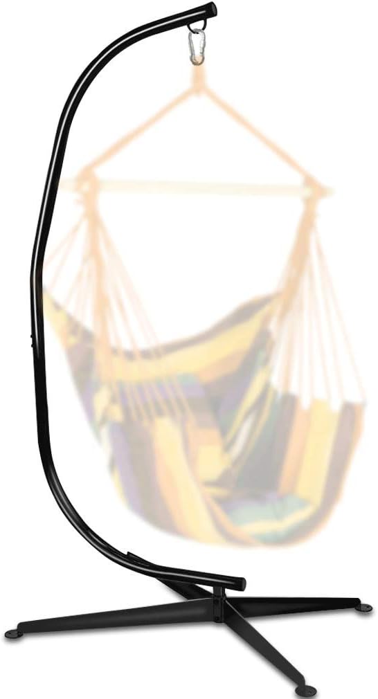 Hammock Chair Stand Hanging Hammock Chair Stand C Stand Outdoor Indoor Solid Steel Heavy Duty Stand Only Construction for Hanging Hammock Air Porch Swing Chair 330Lbs Capacity Black