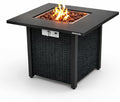 SereneLife 28 Inch Propane Gas Fire Pit Table 40000 BTU with Cover Stainless Steel Burner Adjustable Flame Weather-Resistant Design Easy Assembly for Patio or Backyard
