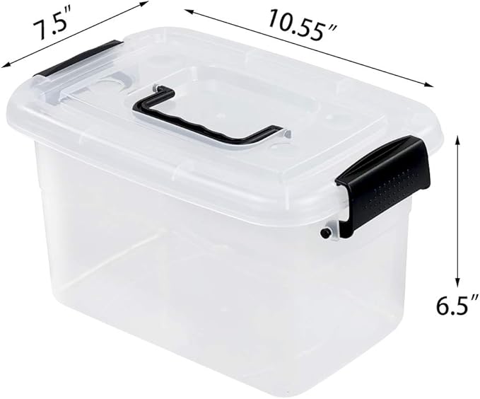 6 Pack 5.5 Quart Storage Container Box with Lids Small Plastic Storage Bins with Handle