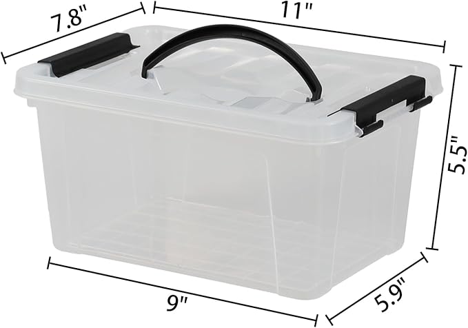 6 Liter Plastic Storage Box Clear Storage Bin with Lids Set of 6