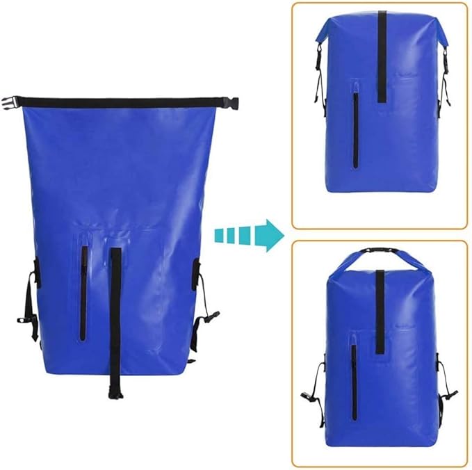 qiuqiu Waterproof Dry Bags Backpack 40L Heavy Duty Roll-Top Closure Travel Backpack for Boating Beach Kayaking Skiing Fishing Camping Swimming