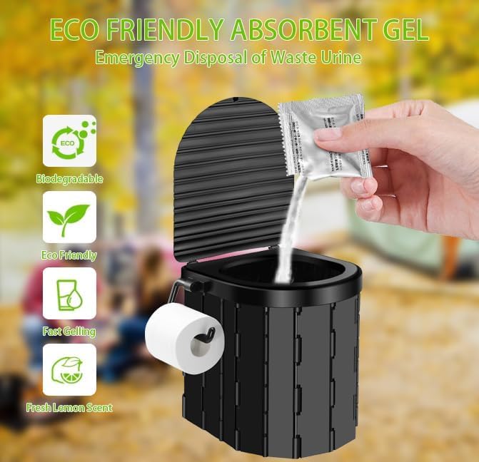 Portable Toilet Kit Camping Toilet with Pop-Up Privacy Tent and Poo Gel Toilet Bags Washable Portable Outdoor Showers Changing Rooms