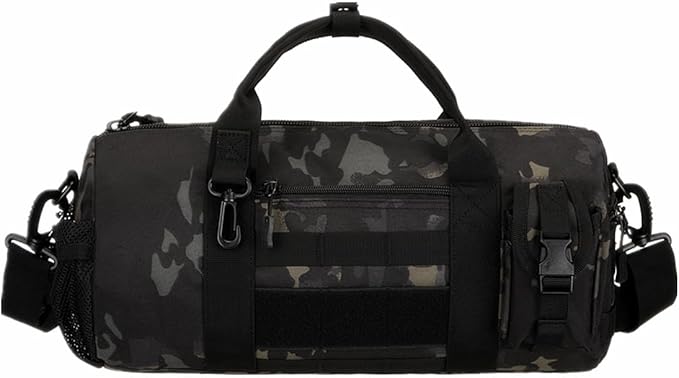 UNISTRENGH Tactical Duffle Cylinder Packs MOLLE Handbag Gear Military Travel Carry On Bag with Detachable Shoulder Strap (Black Scorpion Camouflage)