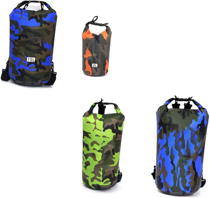 Toddmomy 3pcs Camouflage Pvc Bags for Outdoor Activities Versatile Beach Boating and Kayaking Shoulder Pack Floating Dry Bag Mixed Colors