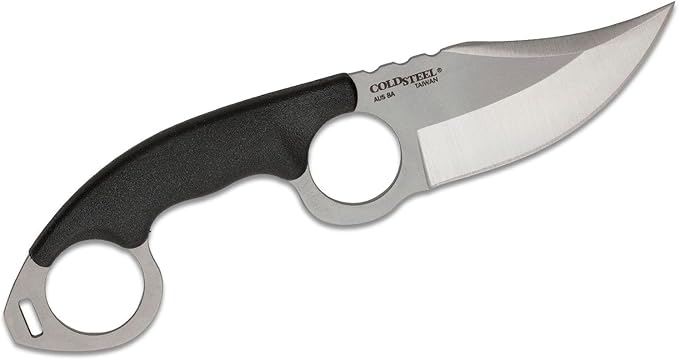 COLD STEEL Double Agent II Plain Edge Durable Lightweight Japanese AUS8A Steel Clip Point Shape 3 Fixed Blade Tactical Outdoor Hunting Knife Griv-Ex Handle Secure-Ex Sheath