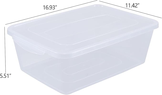 2 Packs Plastic Clear Storage Bins with Lid Latch Containers with Lid 16 L
