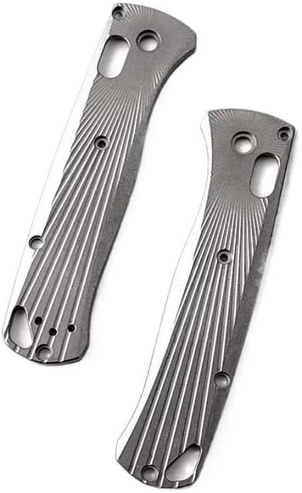 1 Pair Scales Fits for Bugout 535 Titanium Non-slip Blank Handle Patch DIY Replacement in Stonewashed Finish