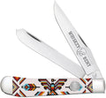 WHISKEY BENT HAT CO. Traditional Trapper Folding Pocket Knife 4.125 Closed Length 440C Stainless Steel Blades (Thunderbird)