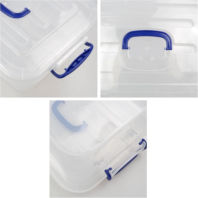 8 L Clear Plastic Storage Box with Handles 2 Packs