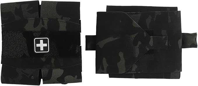 Camouflage MOLLE Medical Pouch with roll-Out Organizer top Tourniquet Band &amp ID Patch Area Utility First Aid Pouch for Airsoft Training &amp Outdoor Use