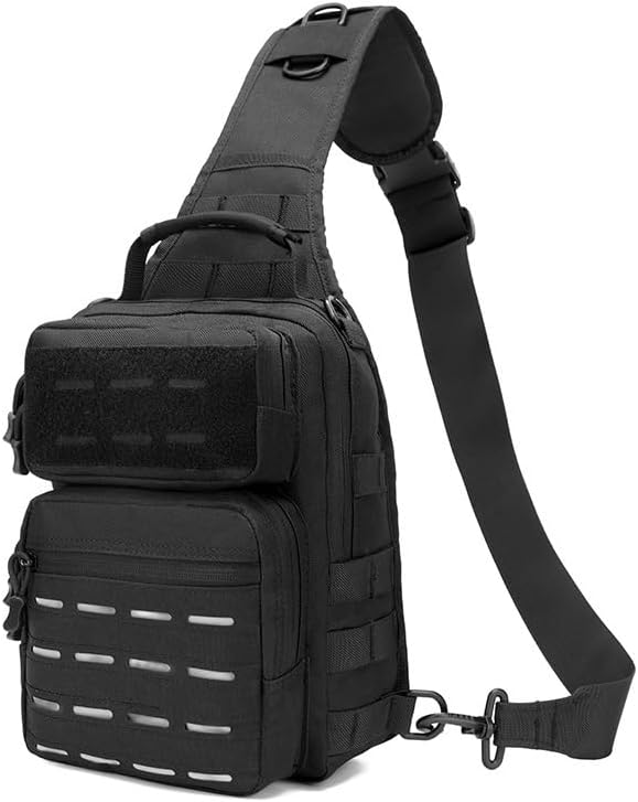 Outdoor Sports Hiking Sling Bag Shoulder Pack Camouflage Tactical Molle Chest Bag - Black