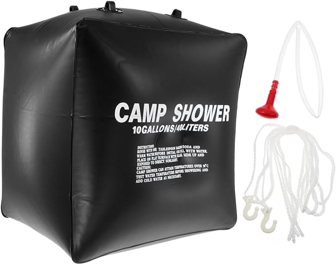 1 Set Solar Heating Shower Bag Outdoor Camping Water Bag for Warm Showers Anywhere Nozzle and Hose for Hiking and Beach Activities