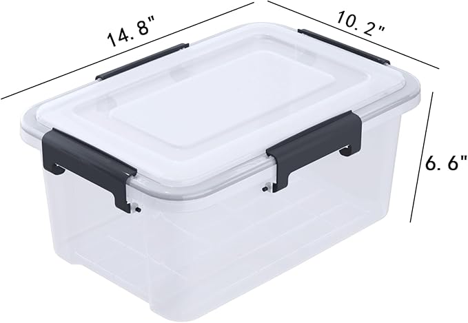10 Quart Airtight Storage Tote pack of 6 Clear Latching Storage Box