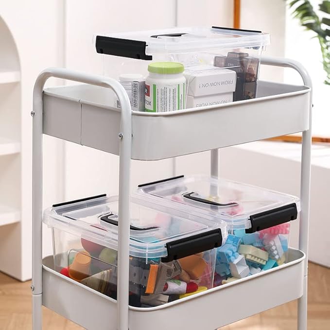 4 Pack Plastic Storage Bins with Lids and Handle Clear Plastic Latching Box for Storage Stackable Storage Containers for Organizing 5 Quart