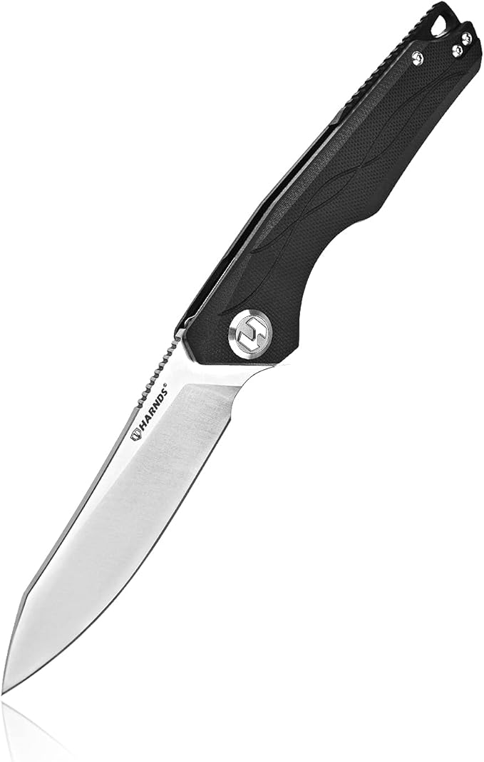 Harnds Harvest Pocket knife with 14C28N Steel Folding Knife with G10 Handle for Camping Hunting Surviral