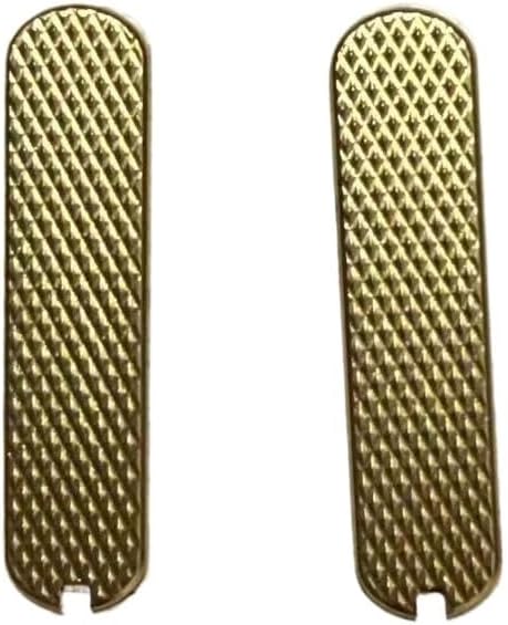 1 Pair CNC Aluminum Alloy Scales Fits for 65MM Custom Blank Handle Patch DIY Replacement in Gold