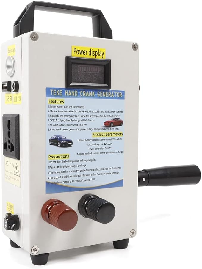 Hand Crank Generator Portable Foldable Emergency Power Bank 150w 7.9 * 4.7 * 2.4In Aluminum Alloy Inverter Generator Camping Power Station for Mobile Phone Laptop Car etc