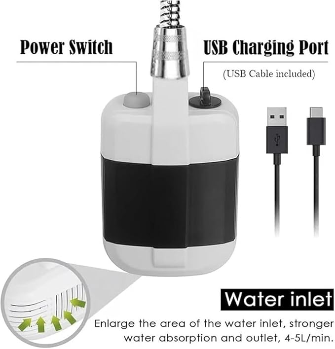 Portable Camping Shower With Adjustable Flow for Easy &amp Convenient Outdoor Cleaning Multiple Spray Modes with Showers Head &amp Hose (Shower + Bucket)