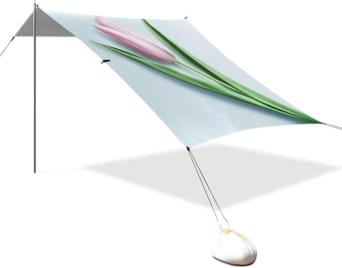 ALAZA Beautiful Blooming Tulip Leaf Beach Tent Sun Shelter Portable Canopy Sunshade for Outdoor Camping Picnics Backyard Fun 10x9 ft