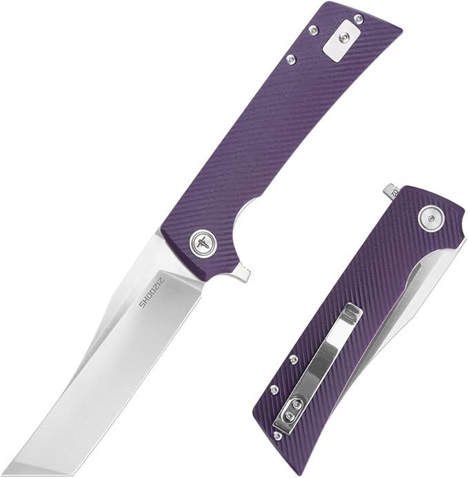 3.55 Folding Pocket knife with Clip D2 Flipper Blade with G10 For EDC Camping Outdoor Men/WomenXUN112-PGS（Satin Tanto）