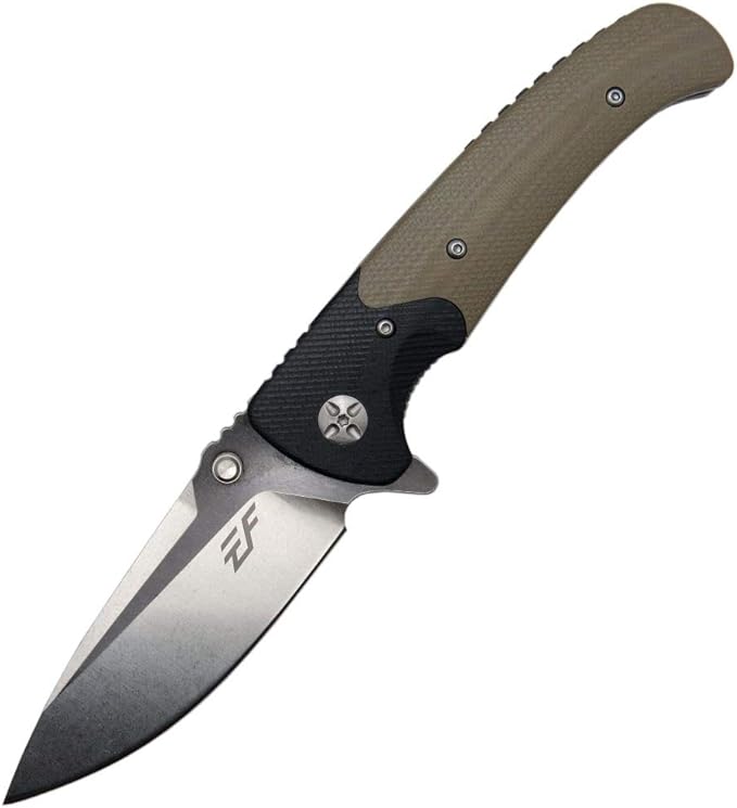 Eafengrow EF67 Pocket Knife with Metal ClipD2 Steel Blade G10 Handle EDC folding knife Tool Liner Lock for Tourist Outdoor Camping Hiking Tactical (EF67-desert)