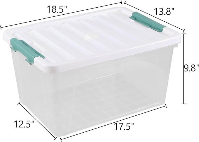 Xyskin 35 Quart Clear Large Storage Box Plastic Storage Bins Set of 6