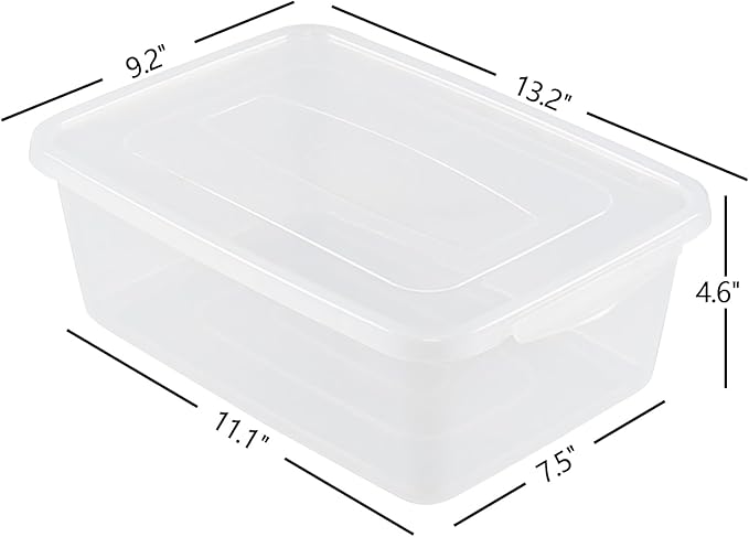 6.5 Quarts Clear Latching Box Plastic Storage Containers with Lids Set of 4