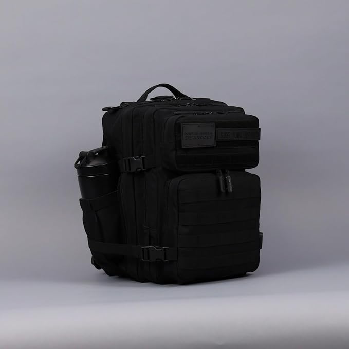 WOLFpak 25L Tactical Gym Backpack (Nightshade Edition) Durable 1000D Waterproof Oxford Material with MOLLE Webbing Laptop Pocket &amp Dual Cup Holders
