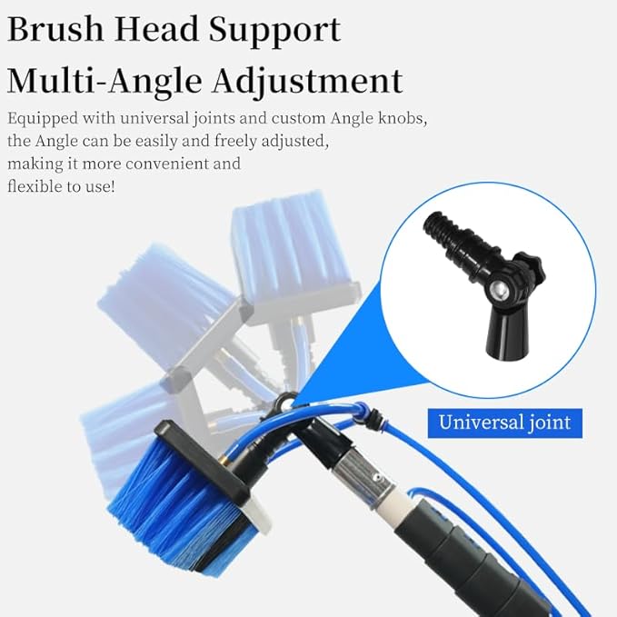 20FT Solar Panel Cleaning Kit with Telescopic Pole &amp Soap Dispenser Water Fed Solar Panel Brush for Home/Roof/Caravan Extendable Window Cleaner Tool for RV Boat Deck &amp Outdoor Use (20FT)