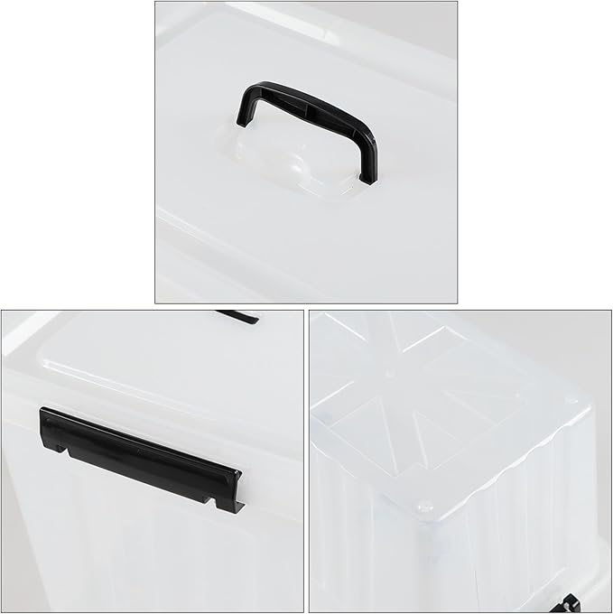 4-Pack Latching Box with Handle 20L Clear Plastic Storage Bins with Lid