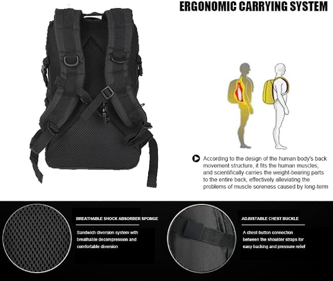 Miramrax 12L Small Backpack Day Pack - Mini Tactical Backpacks Military Daypack Molle Bag Rucksack Bug Out Bag for Hiking (Black)