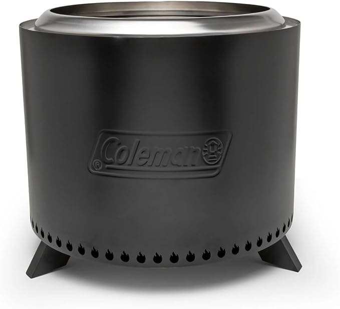 Coleman Cityscapes 15” Smokeless Fire Pit Round Wood Burning Fire Pit Outdoor Accessory for Backyard Deck Patio Black