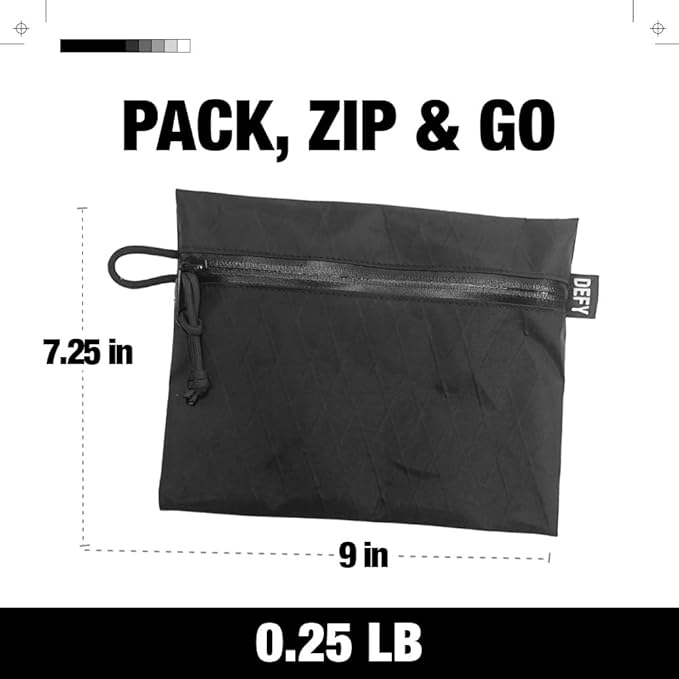 DEFY Project X-Pac Travel Pouch | Lightweight Nylon Organizer Pouch For Accessories | Premium Tech Wallet | Water Repellent Travel Organizer (Large Black)