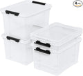 35 Quart Latching Storage Box with Wheels See-Through Base Plastic Container Bins with Secure Latching Lid Black Latch (4-Pack)