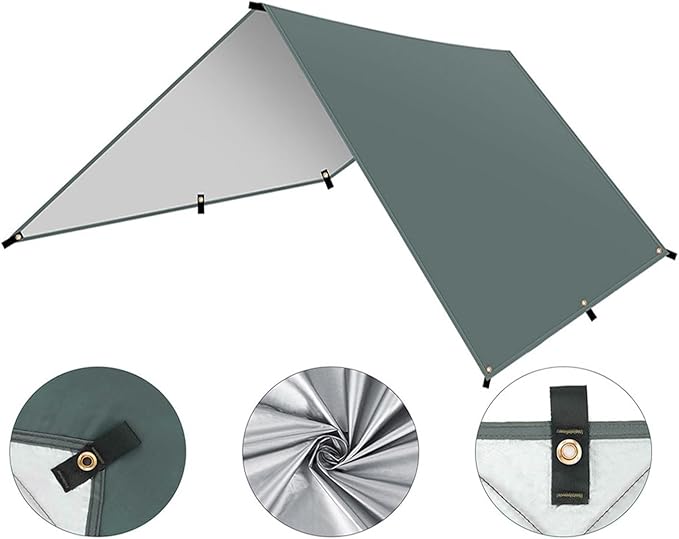 Camping Tarp Waterproof Portable Multifunctional Outdoor Traveling Awning Backpacking Shelter Rain(Beige3 * 5M)