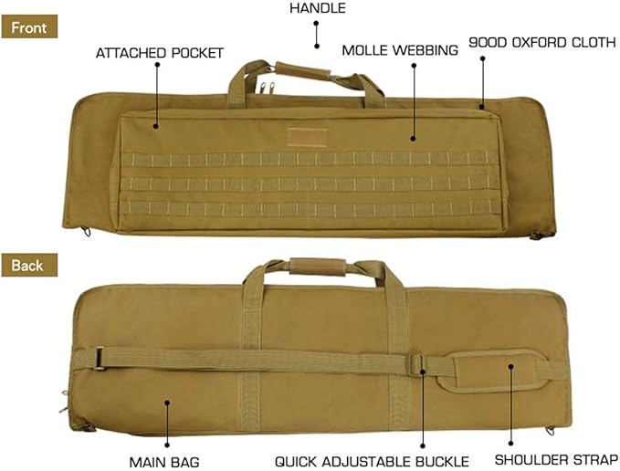 100cm Soft Gear Case Tactical Long Bag with Lockable Zipper and Backpack Strap for Outdoor Hunting 900D Oxford Rod &amp Golf Club Carrier MOLLE System