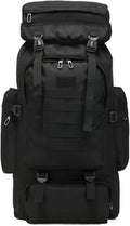 75L Men Travel Backpack Tactical Climbing Outdoor Hiking Camouflage Multifunctional Bag Men Backpack(Black)