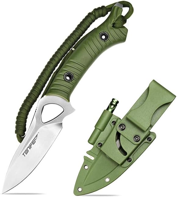 TONIFE Explorer Fixed Blade Knife with Sheath 8Cr14moV Multifunctional Survival Knife Blade with Fiberglass Reinforced Nylon Handle for Outdoor EDC Knife