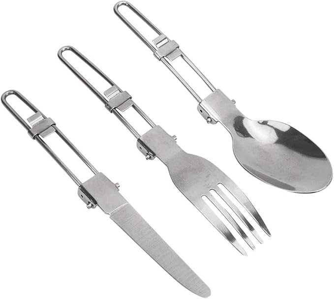 Stainless Steel Camping Dinnerware SetInclude Plate Bowl Cup Fork Spoon KnifePortable Single Person Cookware for Camping Picnic Hiking