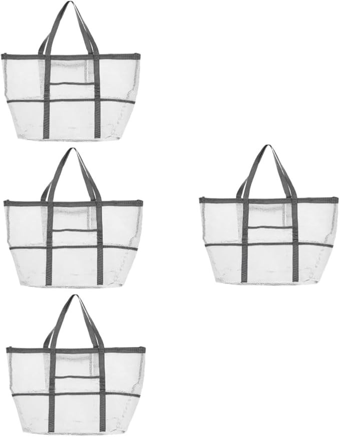 Housoutil 2pcs Portable Beach Toiletry for Toy with Organizers Use Multifunctional Mesh Bag Handle Basket Whitex4pcs 59x36cmx4pcs