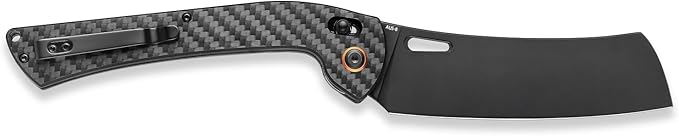 SENBON foldable chef's knife AUS-8 stainless steel with black titanium plating carbon fiber handle with back clip portable outdoor folding fruit knife