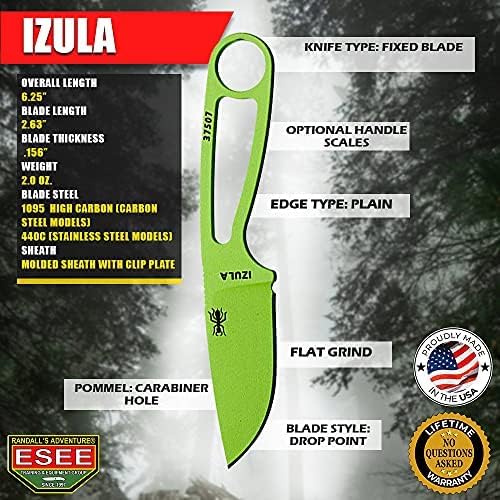 ESEE Izula Fixed Blade Knife w/Molded Polymer Sheath and Clip Plate